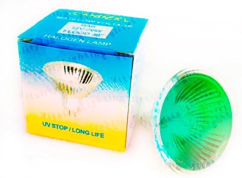 Green MR16 20W 12V BAB Flood Lamp Color Halogen Light Bulb GU5.3 Base (10/pack)