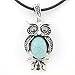 Vintage Feel Silver Tone Turquoise Stone OWL Pendant Necklace by JuliesJ