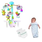 Tiny Love Classic Mobile with The First Years 2 Pack Swaddler Blue and 2 Pack No Scratch Mitts Baby Bundle