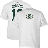 Aaron Rodgers Green Bay Packers NFL Name and Number Tee by Reebok, White