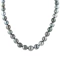 Multi-Color Black Tahitian 9-10mm Pearl Necklace with 14k Yellow Gold Diamond-Cut Bead Clasp, 17
