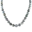 Multi-Color Black Tahitian 9-10mm Pearl Necklace w/ 14k Yellow Gold Diamond-Cut Bead Clasp, 17"