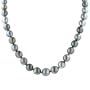 Multi-Color Black Tahitian Cultured Pearl Necklace with 14k Yellow Gold Diamond-Cut Bead Clasp (9-10mm), 17"