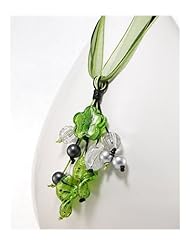 Dark Green Cotton Necklace In 92.5 Sterling Silver