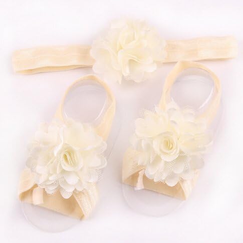Investor Stain Fabric Hair Flowers Foot Belt Girls Headbands Barefoot Sandals(10 Pack)