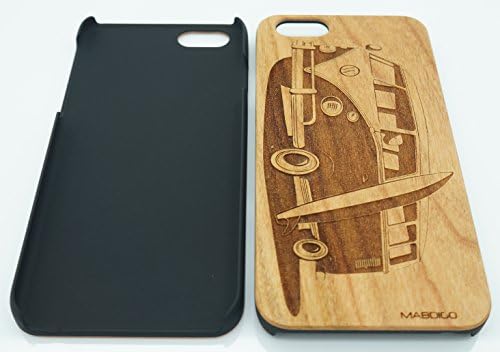Custom iPhone Cases, Samsung Cases, Carved on Natural Cherry Wood iPhone 5 / 6 / 6 Plus / 5S / 6S / 6S Plus Case, Samsung Galaxy S5 / S6 / S6 EDGE Case, Wood Case, VOLKSWAGEN HIPPY BUS [Perfect Fit}