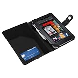 Amazon Kindle Fire Tablet PU Leather Case Cover Executive Folio Journal Book with 2-Pocket + Stylus Holder Compartment (Black)