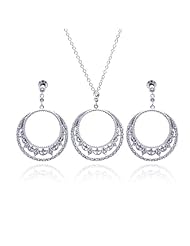Nickel Free Sterling Silver Pendant & Earring Sets Open Circle CZ Set