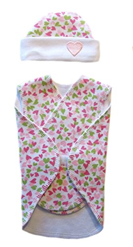 Jacqui’s Baby Girls’ Joyful Hearts Snuggler Wrap Set, Micro Preemie