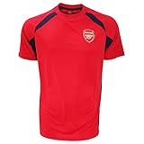 アーセナル フットボールクラブ Arsenal FC メンズ オフィシャル クレスト パネル 半袖 サッカーTシャツ トップス カットソー 男性用 (XL) (レッド/ブラック)