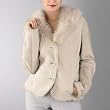 BGSD Women's Fox Fur Trim Lamb Shearling Jacket
