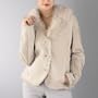 BGSD Women's Fox Fur Trim Lamb Shearling Jacket - Misses Brown X-Small