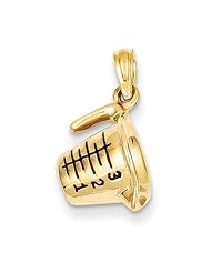14K Yellow Gold 3-D Black Enameled Measuring Cup Charm Pendant