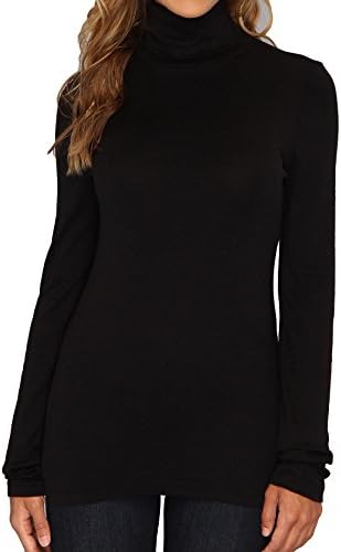 Lolichy Black Long Tunic Tops Long Sleeve with Turtleneck L