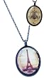 Lavishy REVERSABLE! Paris Eiffel Tower & Antique Chandelier French Vintage Look Necklace - Black Gunmetal Plating
