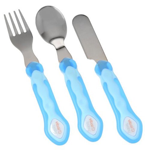 Imagen 2 de Vital Baby - Set de cubiertos infantiles de acero inoxidable, color azul