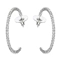 Silvertone Crystal Hoop Earrings- 40 mm.