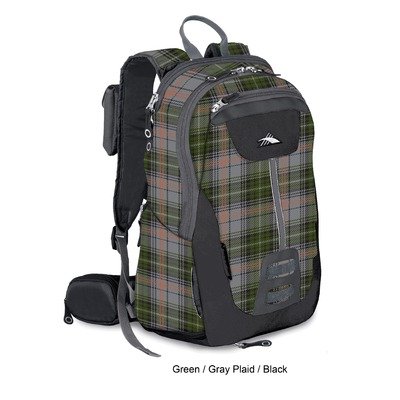 High Sierra Seeker Frame Backpack, Green Gray Plaid/Black