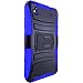 ZTE Quartz Z797C Case, ATUS® ZTE Quartz Z797C Armor Series - Heavy Duty Dual Layer Holster Case Kick Stand with Locking Belt Swivel Clip (Free E-Time Brand LCD Screen Protector + Stylus Pen Included) (BLACK/BLUE)