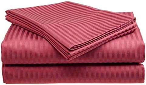 1500 THREAD COUNT MILANI COLLECTION Sriped QUEEN Sateen Sheet Set, BURGUNDY