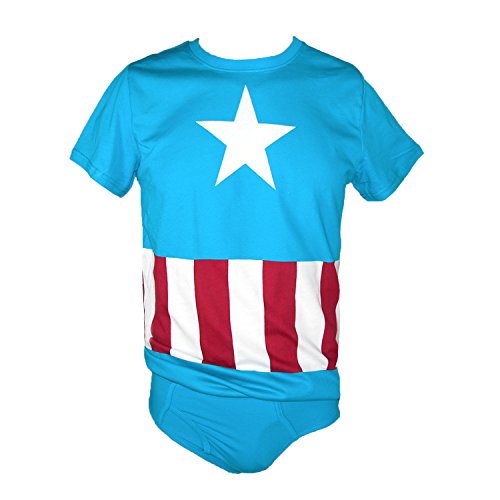 Underoos Mens Marvel Captain America Tee and Brief Set
