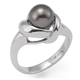Tahitian Black Pearl Ring in 14K White Gold