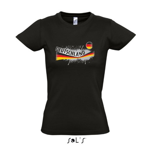 Fanshirt-Damen DEUTSCHLAND, Germany Ländershirt EM / WM Trikot S-XXL , Deep black , XXL