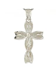 Sterling Silver 2.8cm Petite Floating Jesus Design Cross Pendant