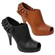 Bamboo by Journee Peep Toe Ruffled Heel Bootie