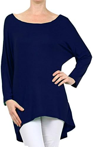 Women's Rayon Span High Low Tunic,Large,Navy