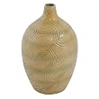 Handcrafted Spring Fresh Terracotta Cask Vase With Green And Cream Swirl Design