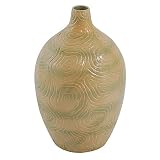 EXP Handcrafted Spring Fresh Terracotta Cask Vase With Green And Cream Swirl Design