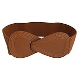 TOOGOO(R) Brown Elastic Interlocking 8-shaped Buckle Waist Belt for Ladies