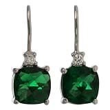 Sterling Silver Cushion-Cut Emerald Green Cubic Zirconia Earrings by Charles Winston