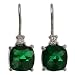 Sterling Silver Cushion-Cut Emerald Green Cubic Zirconia Earrings by Charles Winston