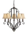 Murray Feiss F1839/5CB Tuscan Villa Five-Light Chandelier, Corinthian Bronze with Beige Soft Lined Silk Shades