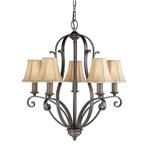 Murray Feiss F1839 5CB Tuscan Villa Five-Light Chandelier, Corinthian Bronze with Beige... by Murray Feiss