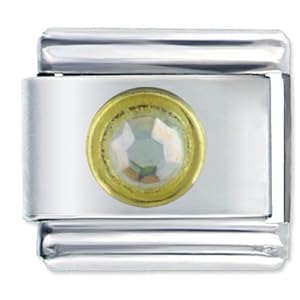 Circle October Pink Tourmaline Color Rhinestone Bith Date Italian Charms</span>&nbsp;<span style=