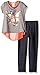 BTween Little Girls' Short Sleeve Split Back Top with Screen and Legging