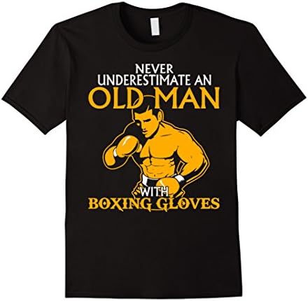 Men's Old Man with Boxing Gloves T-Shirt Large Black