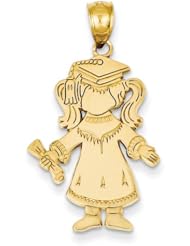 14k Polished Graduation Girl Pendant