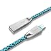 IMKEY® Premium 6.5 Feet Zinc-Alloy Braided Micro USB 2.0 Sync Data Fast Charging Cable For Samsung Galaxy S7/ S6 / Edge, S4/ S3/ Note 5 / 4 / 2,Google Nexus,LG,HTC,Nokia,Blackberry And More - (Blue)
