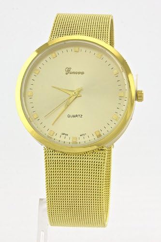 LAUREN SPADE Thick Glass Mesh Band Watch (Gold)