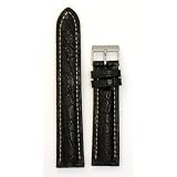 Men's Genuine Crocodile Watchband Natural Matte Finish Black 18mm Watch Band