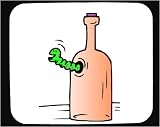 Decorated Mouse Pad with green, smiling, worm, bottle, home