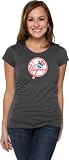 New York Yankees Women's Grey Primary Logo Fashion Cap Sleeve Tee
