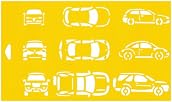 30cm x 17.5cm Reusable Flexible Plastic Stencil for Cake Design Decorating Wall Home Furniture Fabric Canvas Decorations Airbrush Drawing Drafting Template - 1:50 Scale Car Cars Side Front Top Views VW Beetle SUV Crossover Jeep