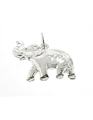 Sterling Silver 20" Box Chain Necklace with Charm Elephant