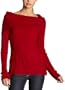 AGB Women's Sensationally Soft Marled Cowl Neck Sweater,Red,Medium