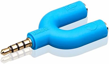 Jamyson Headset Adapter Kit U Shape 3.5mm Y Splitter for Audio Headphone and MIC (Blue)